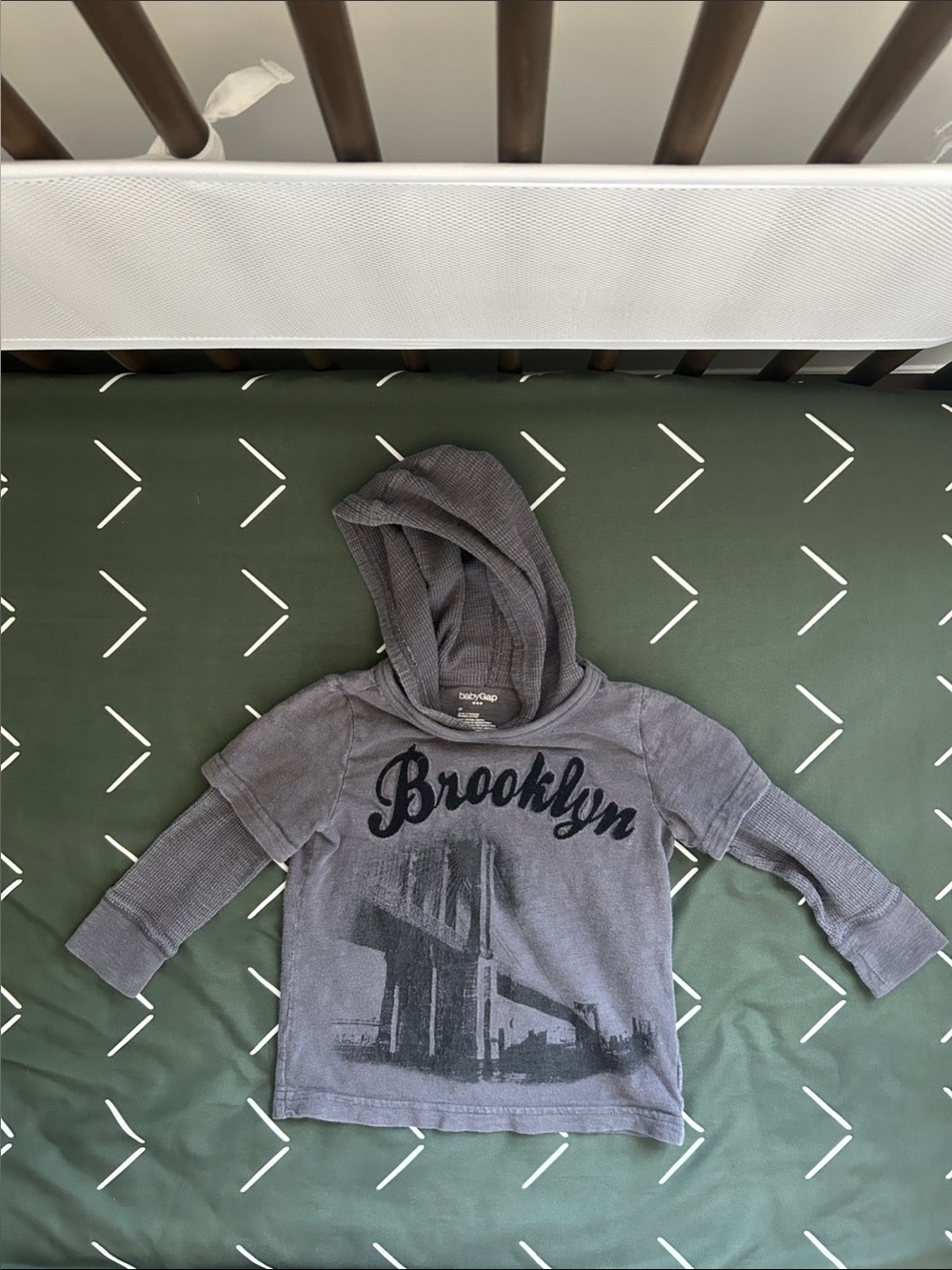 GAP Gray Brooklyn Hooded Long-Sleeve Tee for Kids